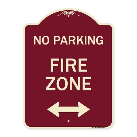 Signmission Fire Zone with Bidirectional Arrow Heavy-Gauge Aluminum Architectural Sign, 24" x 18", BU-1824-23969 A-DES-BU-1824-23969